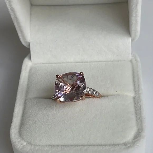 NWT Pink Amethyst/Diamond Rose Gold Ring Size 7 - Picture 13 of 16